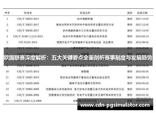 欧国联赛深度解析：五大关键要点全面剖析赛事制度与发展趋势